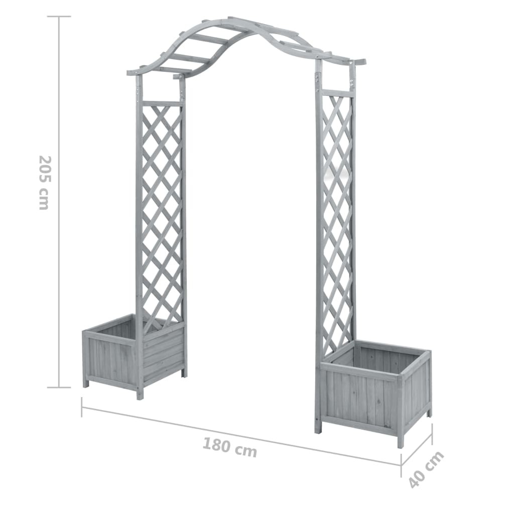Pergola with Flower Pot Grey 180x40x205 cm Solid Firwood
